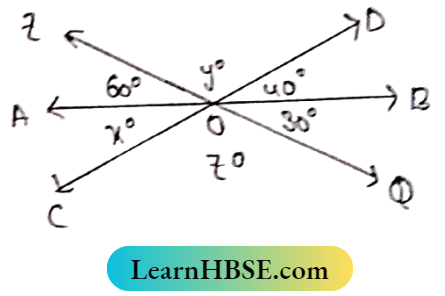 Class 8 Maths Geometry Chapter 3 Concept of Vertically Opposite Angles The Value of x,y and z