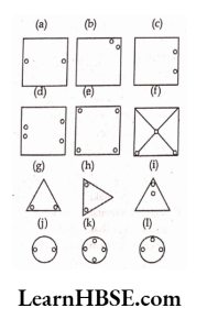 Copy the figures with punched holes and find the axes of symmetry for the following
