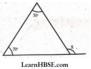Find the value of the unknown exterior angle x in figure