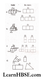 For each solid, the three views