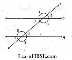 In the given figure, two lines p q and r is transversal