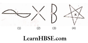 Which of the following shapes have rotational symmetry about the marked point