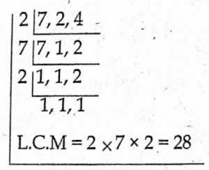LCM of 7, 2, 4 is 28
