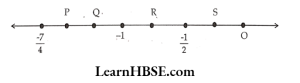 Write the rational numbers for the points labelled with letters P, Q, R, S in order on numberline