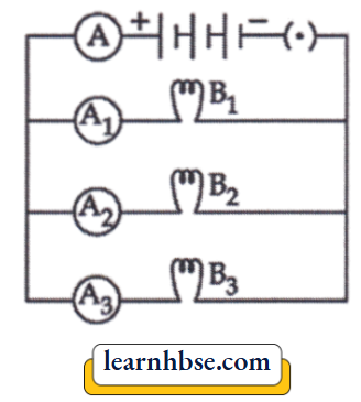 HBSE Class 10 Biology Solutions For The Potential Difference Between Two points Three identical Bulbs